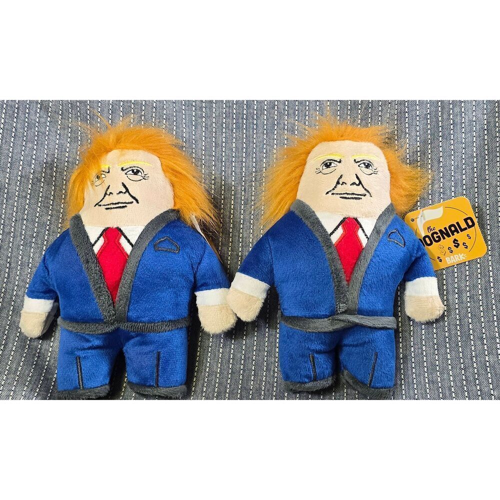 Two "The Dognald" Dog Toys